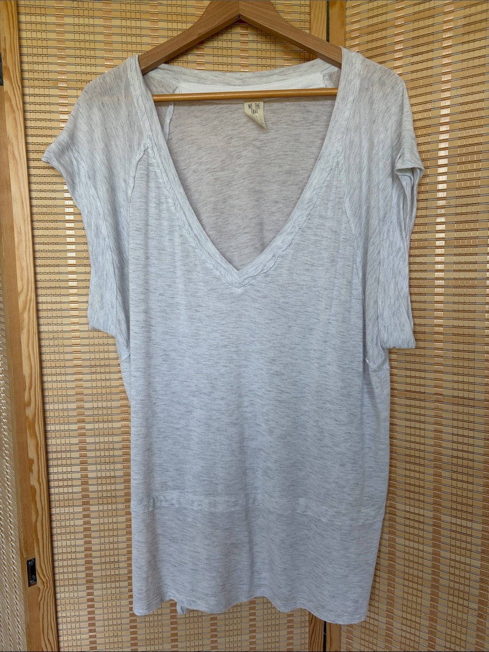 We The Free Relaxed V-Neck Tunic in Light Heathered Gray Draped, oversized - Picture 5 of 15